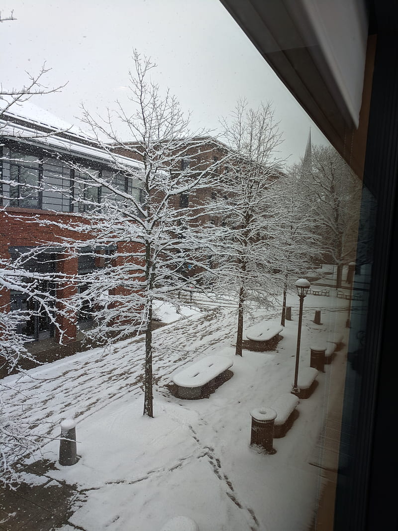 Winter, snow, college, wesleyan university, usdan center, landscape, HD phone wallpaper