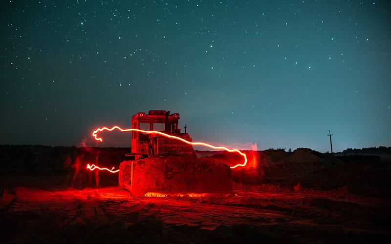 Night Star Bulldozer Red Glare 2021 Belarus, HD wallpaper