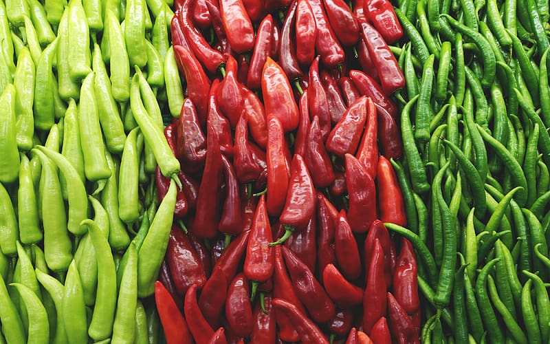 Hot pepper, texture, green, red, ardei iute, HD wallpaper