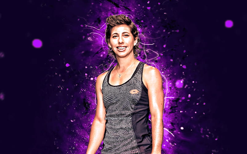 Carla Suarez Navarro, spanish tennis players, WTA, violet neon lights, tennis, fan art, Carla Suarez Navarro, HD wallpaper