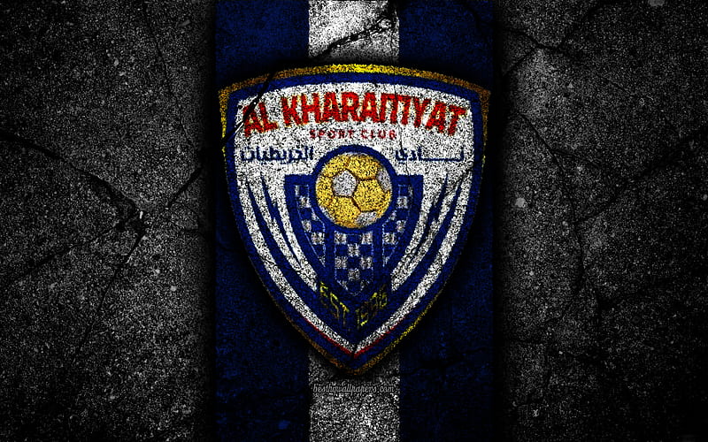 Al-Kharitiyath FC, emblem, Qatar Stars League, soccer, black stone, football club, logo, Qatar, Al-Kharitiyath, Doha, asphalt texture, FC Al-Kharitiyath, HD wallpaper
