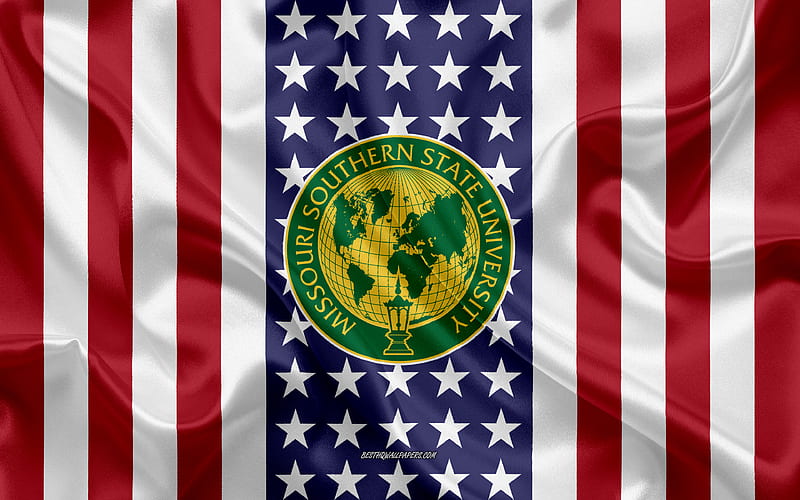 Missouri Southern State University Emblem, American Flag, Missouri Southern State University logo, Joplin, Missouri, USA, Missouri Southern State University, HD wallpaper