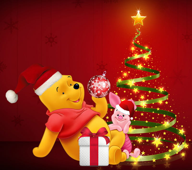 2160x1920px, disney, merry christmas, winnie the pooh, xmas, HD wallpaper