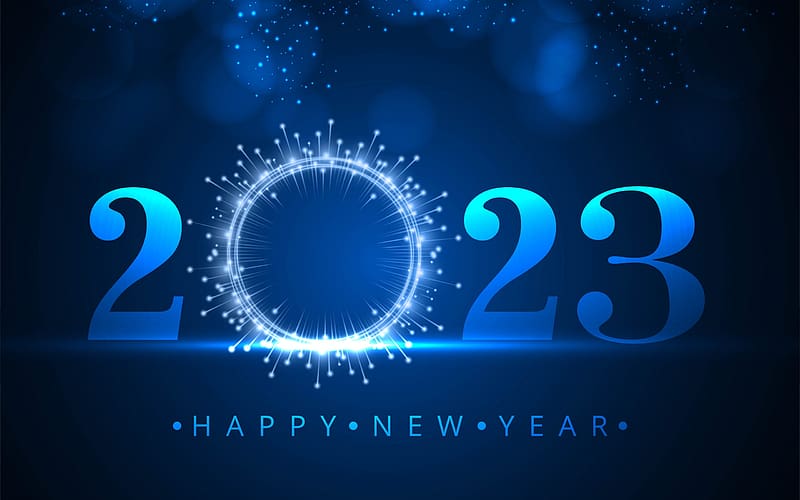 Happy New Year!, blue, 2023, card, new year, HD wallpaper