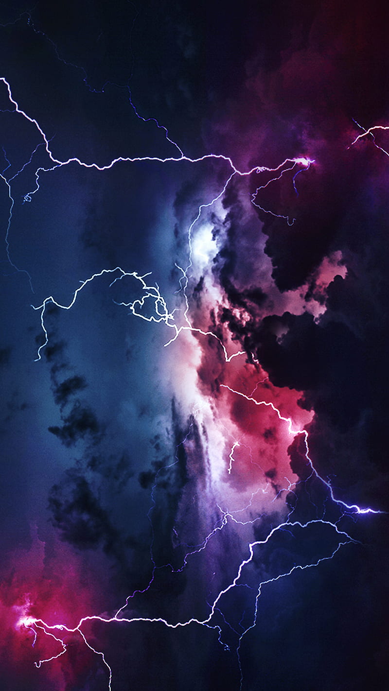 Lightning Storm, Anxo, Bright, Brightness, Clouds, Cloudy, Dark Sky, Dark mood, Glow, Light, Lights, Natural, Nature, Night, Purple, rain, Thunder, Thunderstorm, glowing, red, vibrant, HD phone wallpaper