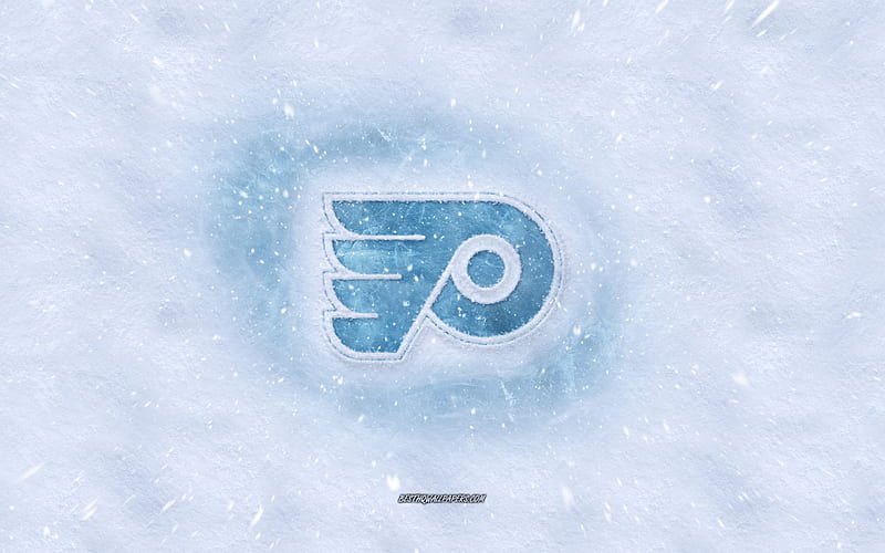 Philadelphia Flyers logo, American hockey club, winter concepts, NHL, Philadelphia Flyers ice logo, snow texture, Philadelphia, Pennsylvania, USA, snow background, Philadelphia Flyers, hockey, HD wallpaper