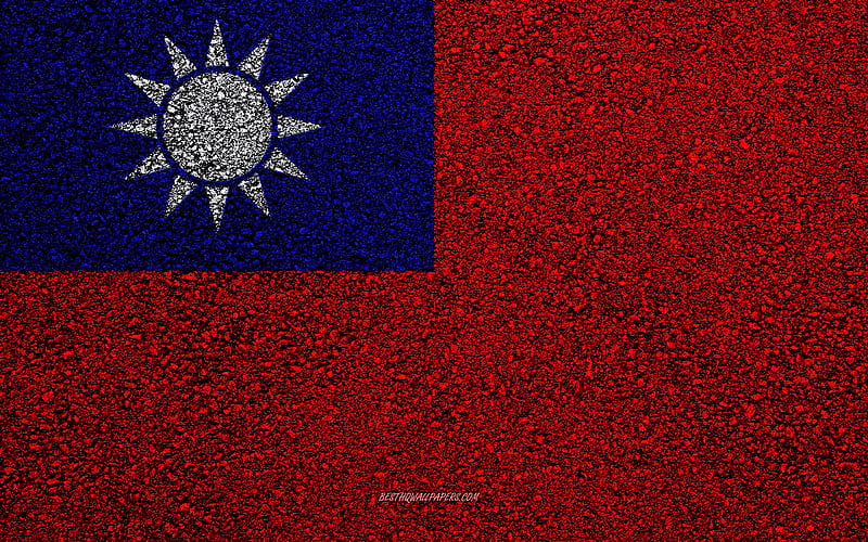 Flag of Taiwan, asphalt texture, flag on asphalt, Taiwan flag, Asia, Taiwan, flags of Asia countries, HD wallpaper