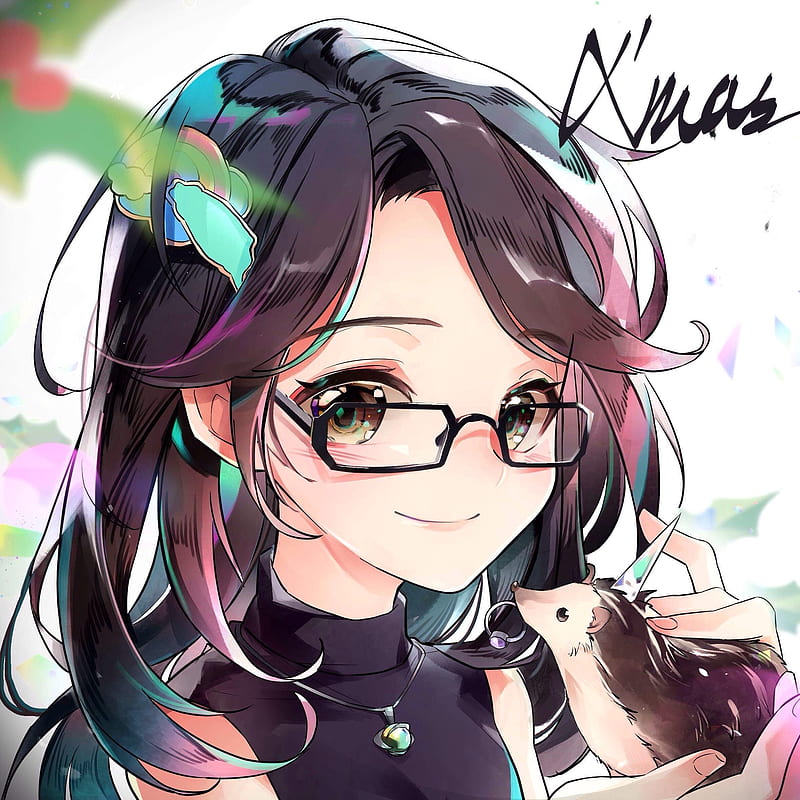 meganekko, anime girl, long hair, smiling, Anime, HD phone wallpaper