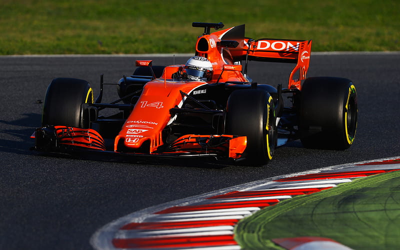 Fernando Alonso Formula 1, racing car, Spanish racer, McLaren MCL32, McLaren Honda, British Formula One team, HD wallpaper