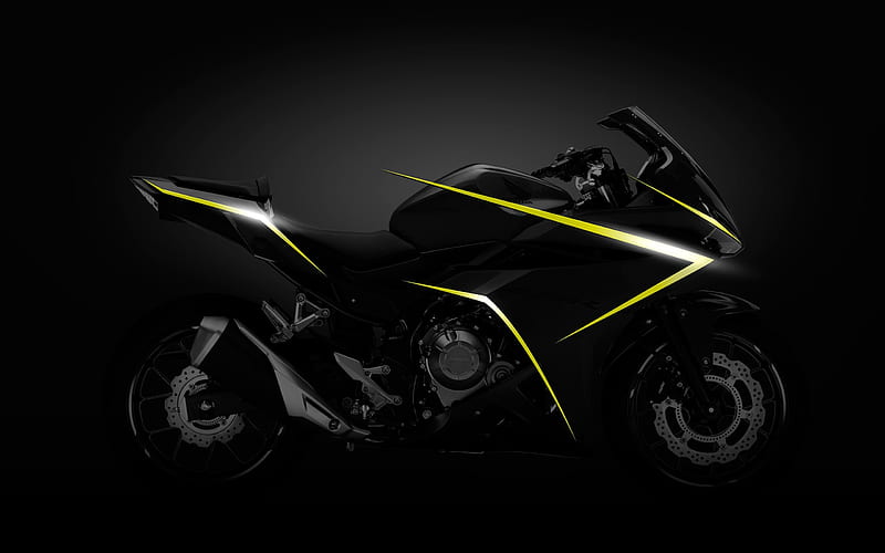 Honda CBR500R, 2016, black sport motorcycle, new motorcycles, Honda, HD wallpaper