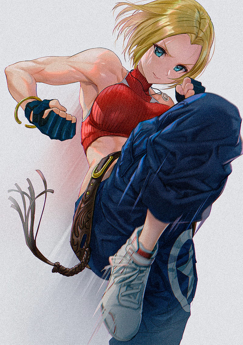 Anime Anime Girls Big Boobs King Of Fighters Blue Mary Short Hair Blonde Hd Phone