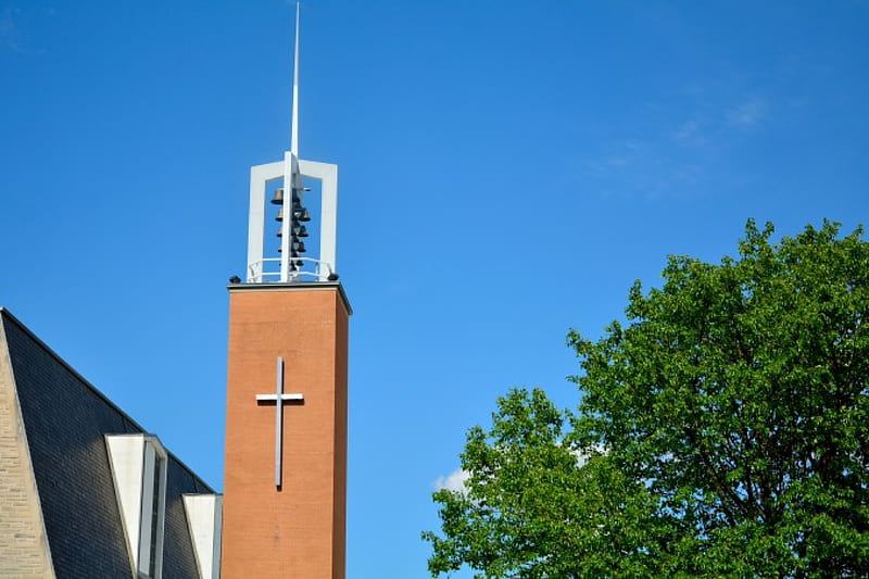 Blue Sky Church, scenic church, beautiful sky, church, HD wallpaper