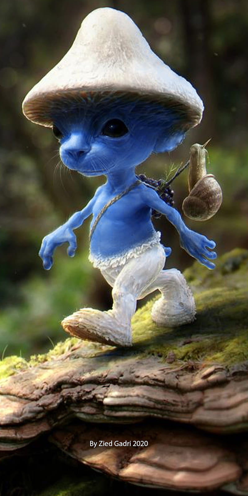 A Smurf, blue, fairy, fantasy, last, moon, mushrooms, schtroumpf, sweets, warrior, warriors, HD phone wallpaper