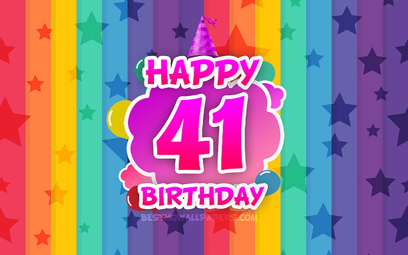 Happy 41st birtay, colorful clouds Birtay concept, rainbow background, Happy 41 Years Birtay, creative 3D letters, 41st Birtay, Birtay Party, 41st Birtay Party, HD wallpaper