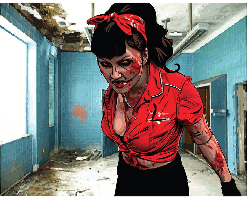 Zombie Joan, bloody, dead, living dead, rotting, brains, blood, HD wallpaper