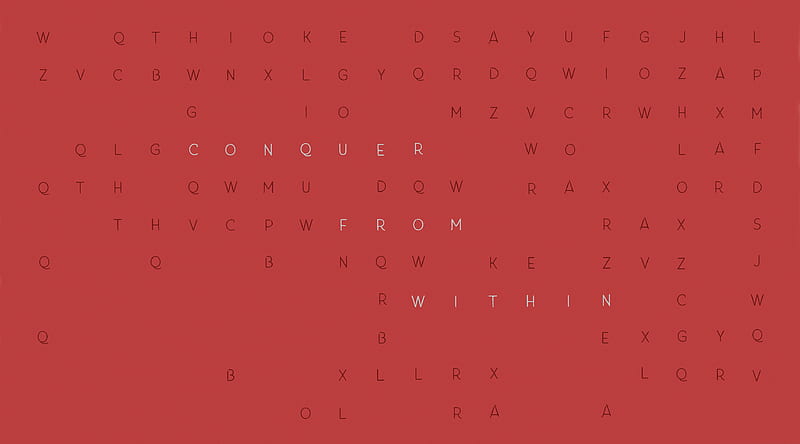 conquer Ultra, Artistic, Typography, redbackground, typo, bravery, conquer, within, war, HD wallpaper