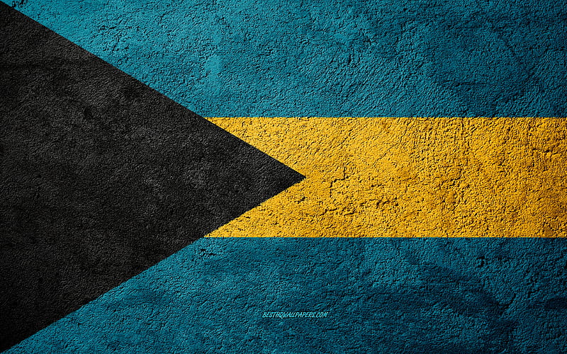 Flag of Bahamas, concrete texture, stone background, Bahamas flag, North America, Bahamas, flags on stone, HD wallpaper