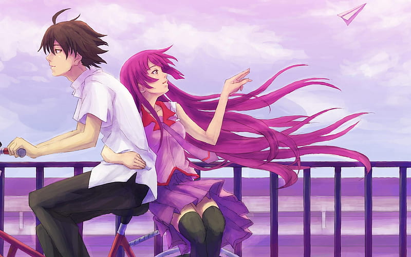 lovers bicycle-Anime characters, HD wallpaper