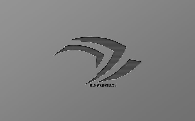 Nvidia logo, gray background, stylish art, brands, emblem, metallic logo, Nvidia, HD wallpaper