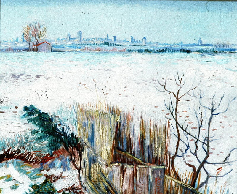 Artistic, Vincent Van Gogh, Landscape, Painting, Winter, HD wallpaper