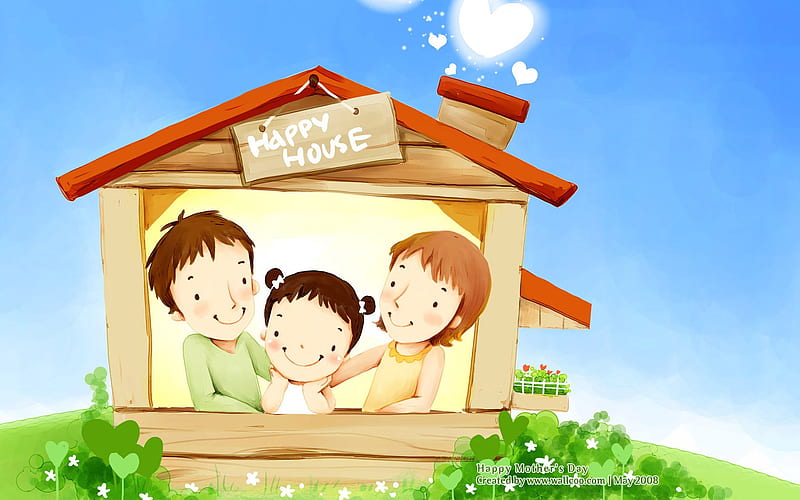 Cartoon Family illustration for Mother Day - Lovely Sweet, HD wallpaper |  Peakpx