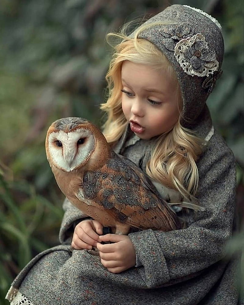 Owl Girl, baby, bird, cute, cute baby, little girl, mobile, HD phone ...
