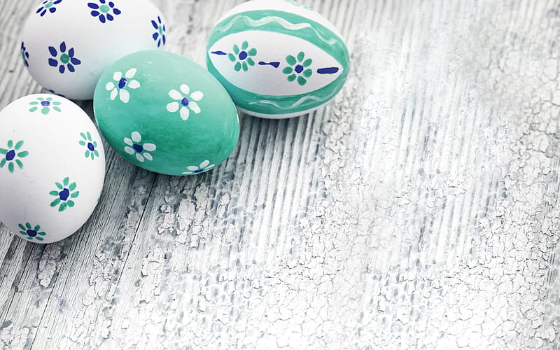 Easter eggs, painted eggs, Easter, decoration, Easter background, spring, wooden background, HD wallpaper