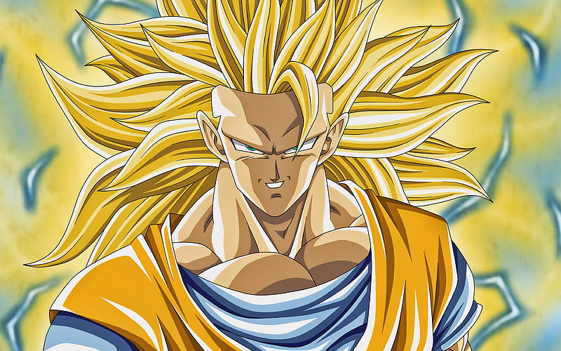 Wallpaper dragon ball, son goku, golden glow, art desktop