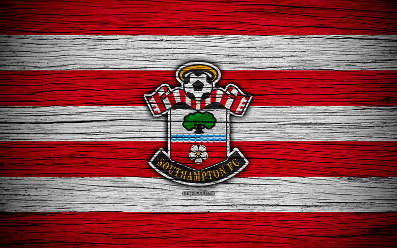 Southampton Premier League, logo, England, wooden texture, FC Southampton, soccer, football, Southampton FC, HD wallpaper