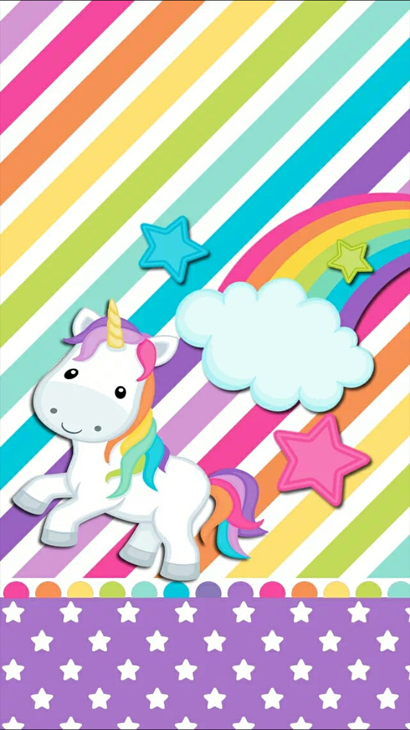 Unicorn, happy, cute, little, rainbow, HD phone wallpaper