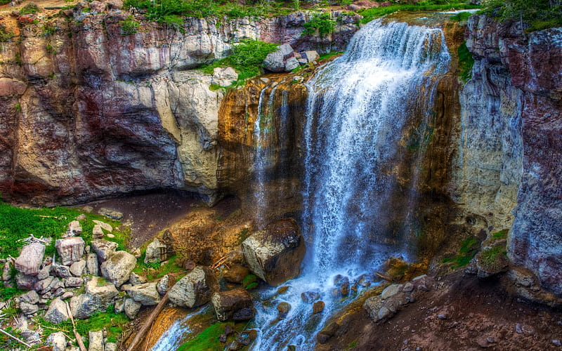 Paulina Falls, America, cliffs, waterfalls, R, Oregon, USA, HD wallpaper