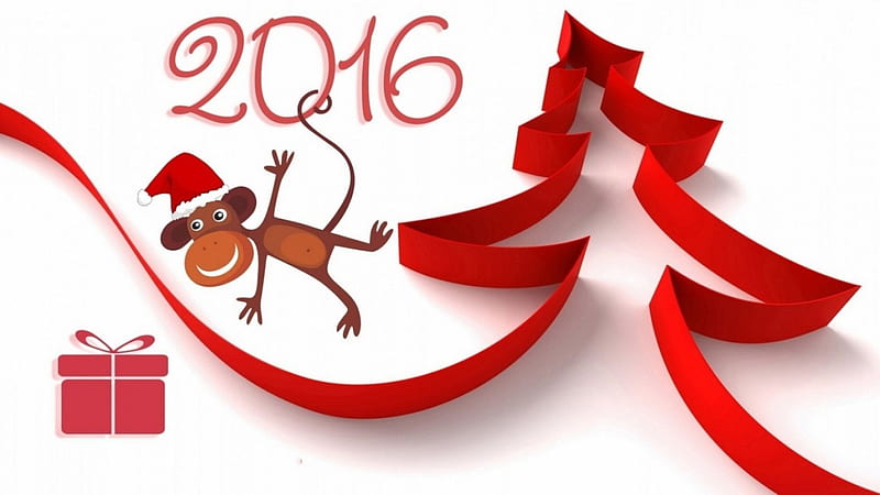Happy new Monkey's year, 2016, monkey, painting, new year, happy, HD wallpaper