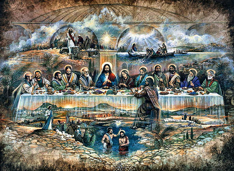 The Last Supper , art, Desciples, illustration, artwork, Jesus, Christianity, painting, wide screen, occasion, HD wallpaper