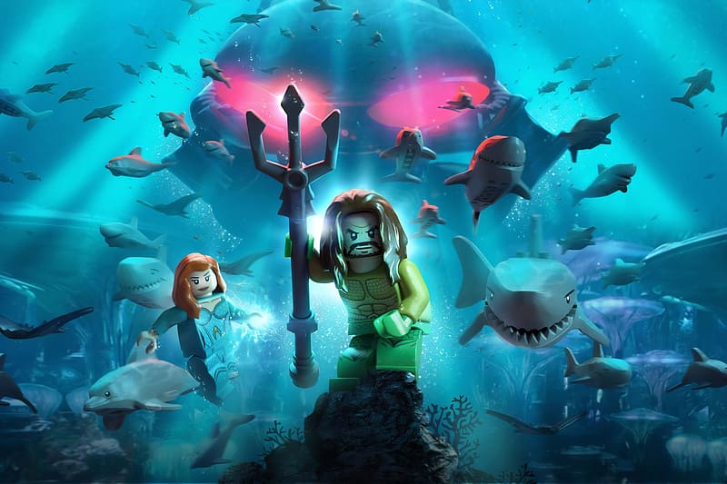 Lego, Underwater, Shark, Video Game, Aquaman, Mera (Dc Comics), Lego Dc Super Villains, HD wallpaper