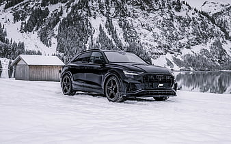 Audi SQ8, ABT Sportsline, front view, exterior, black luxury SUV, tuning Q8, new black Q8, german cars, SQ8 ABT, Audi, HD wallpaper