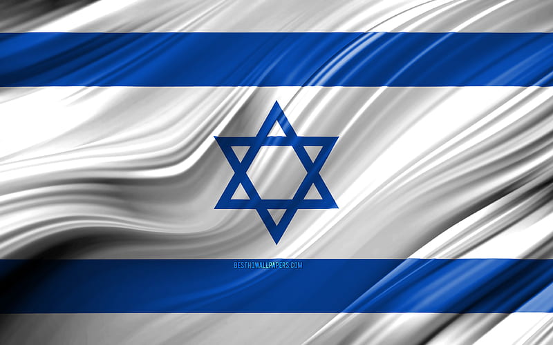 Israeli flag, Asian countries, 3D waves, Flag of Israel, national symbols, Israel 3D flag, art, Asia, Israel, HD wallpaper