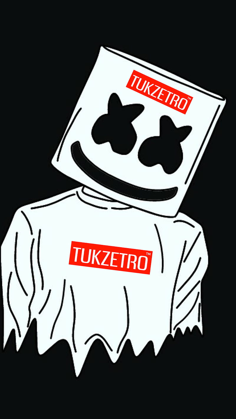 Marshmello, tukzetro, tukzetroarts, dj, , music, crimson, logo, HD phone wallpaper