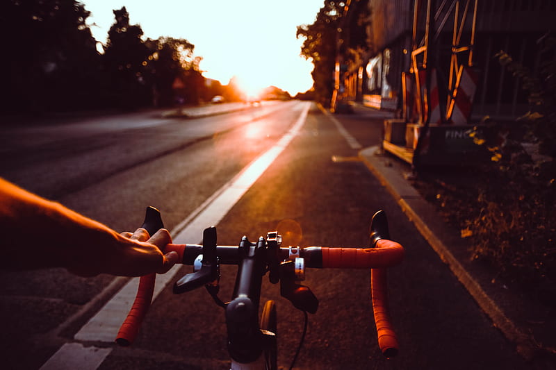 person riding on bicycle on road, HD wallpaper
