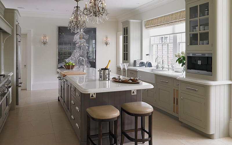 Luxurious kitchen interior, classic style, modern kitchen design, English kitchen  style, HD wallpaper | Peakpx