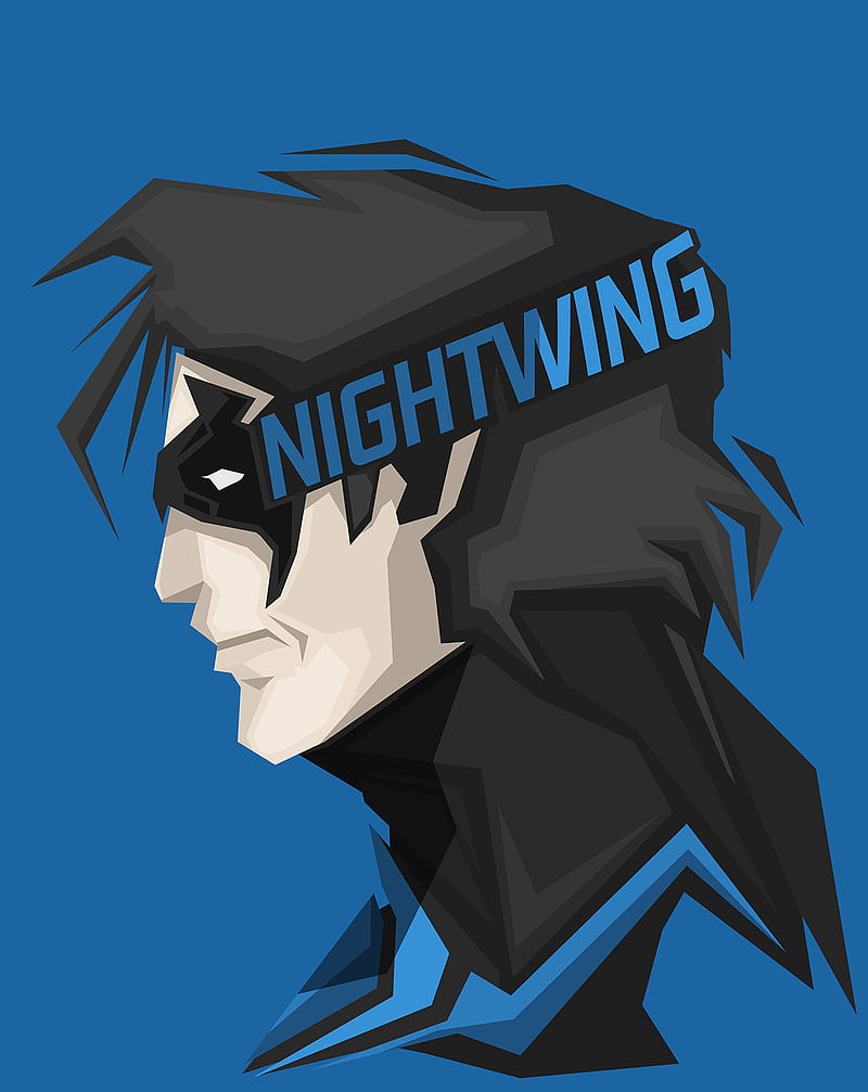 Nightwing, blue background, comics, HD phone wallpaper
