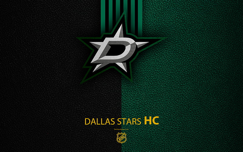 Dallas Stars, HC hockey team, NHL, leather texture, logo, emblem, National Hockey League, Dallas, Texas, USA, hockey, Western Conference, Central Division, HD wallpaper
