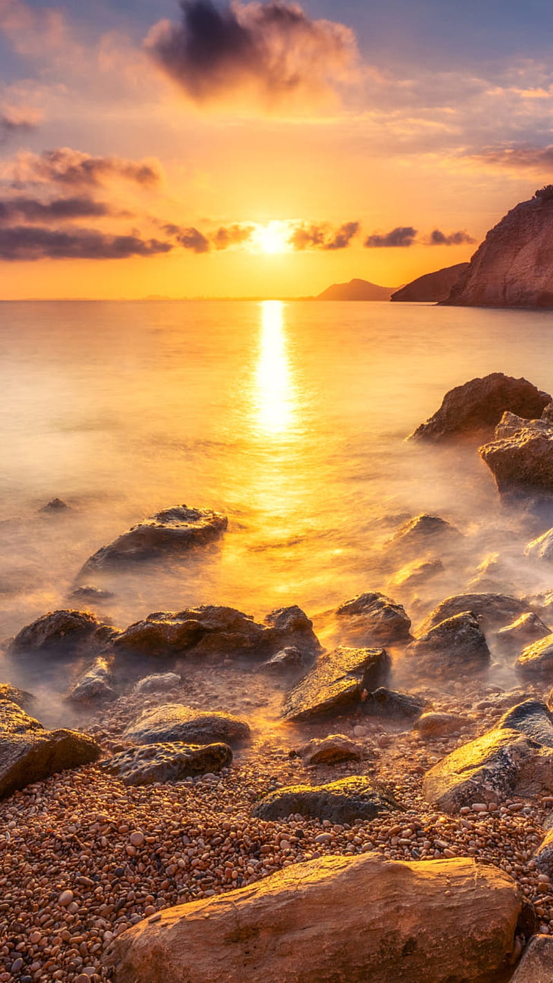 Sunrise, beach, landscape, morning, nature, ocean, rocks, sun, HD phone  wallpaper | Peakpx