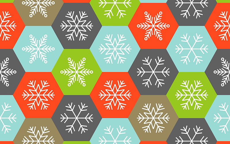 Texture, gris, winter, blue, pattern, christmas, craciun, orange, snowflake, green, paper, white, HD wallpaper