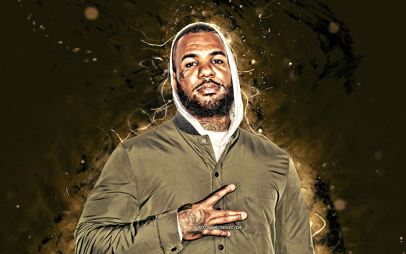 The Game american rapper, brown neon lights, music stars, fan art, Jayceon Terrell Taylor, american celebrity, portrait, creative, The Game, HD wallpaper
