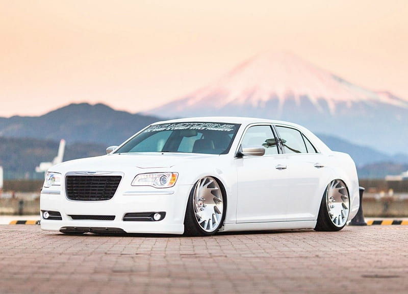Chrysler-300, White, Custom Wheels, Lowered, Mopar, HD wallpaper