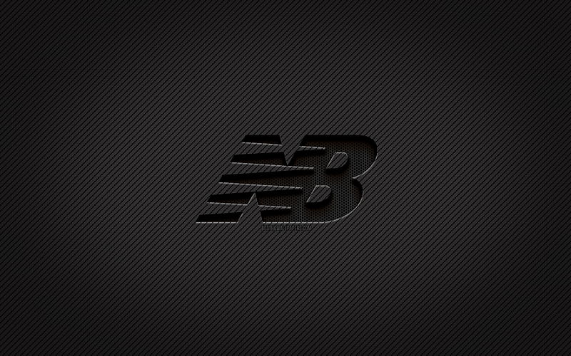 New Balance carbon logo, , grunge art, carbon background, creative, New Balance black logo, fashion brands, New Balance logo, New Balance, HD wallpaper