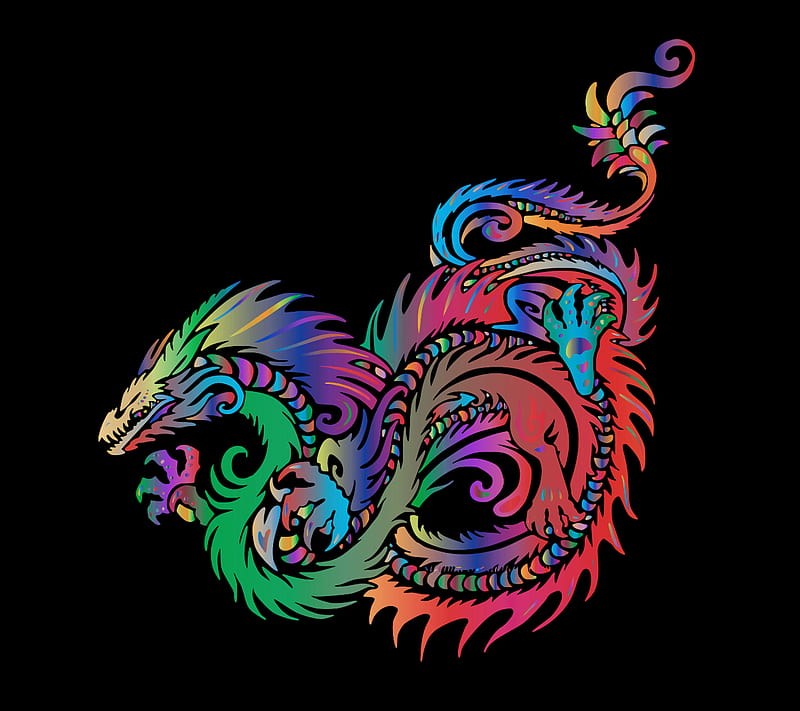 Dragon, colorful, colors, HD wallpaper