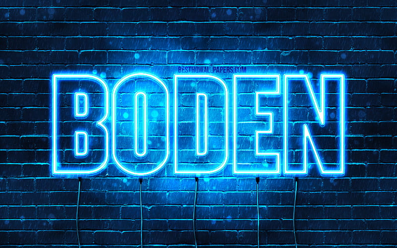 Boden with names, horizontal text, Boden name, Happy Birtay Boden, blue neon lights, with Boden name, HD wallpaper
