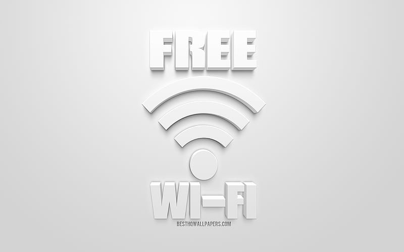 Wi-Fi concepts, white 3d art, Wi-Fi 3d icon, white background, 3d symbols, creative art, HD wallpaper