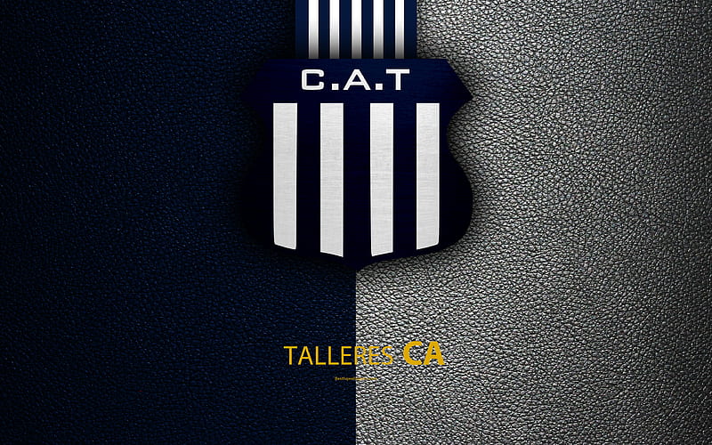 Club Atletico Talleres logo, Cordoba, Argentina, leather texture, football, Argentinian football club, Talleres FC, emblem, Superliga, Argentina Football Championships, First Division, HD wallpaper